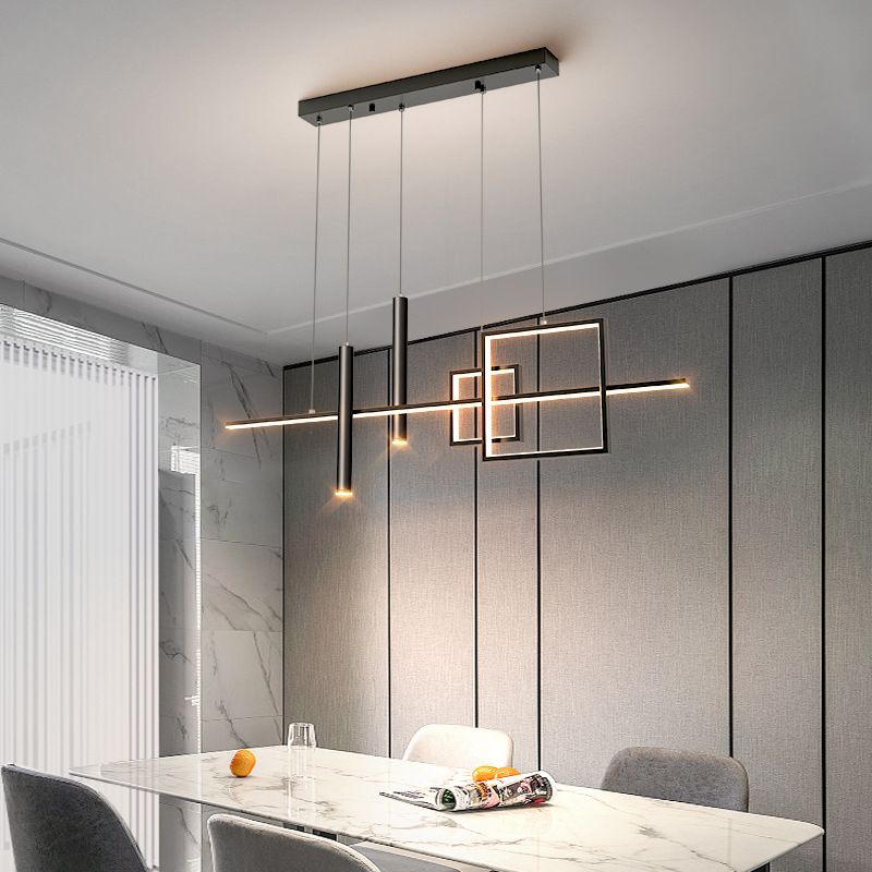 Geometric Island Pendant Lights Modern Kitchen Island Lighting Metal 5 Light Island Lights