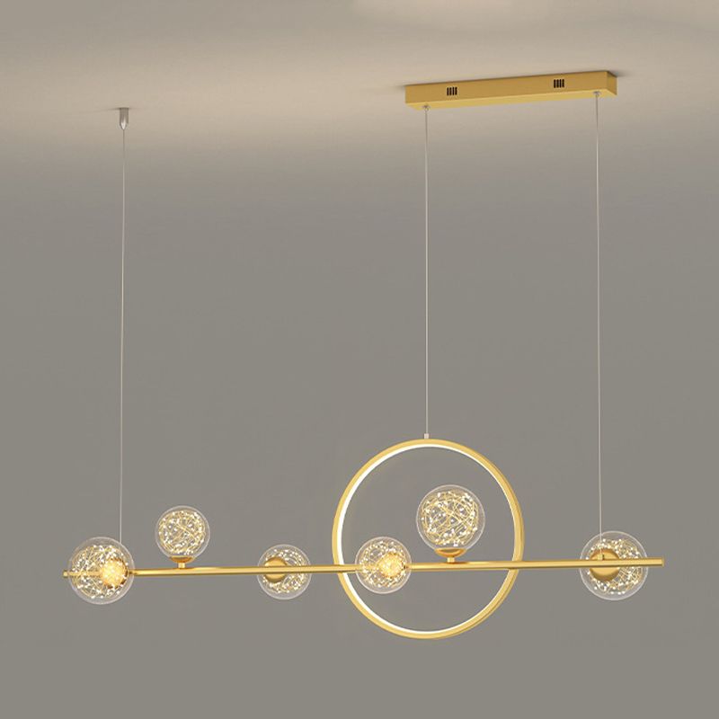 7-Light Contemporary Black/Golden Kitchen Island Lighting LED Ceiling Light for Bedroom