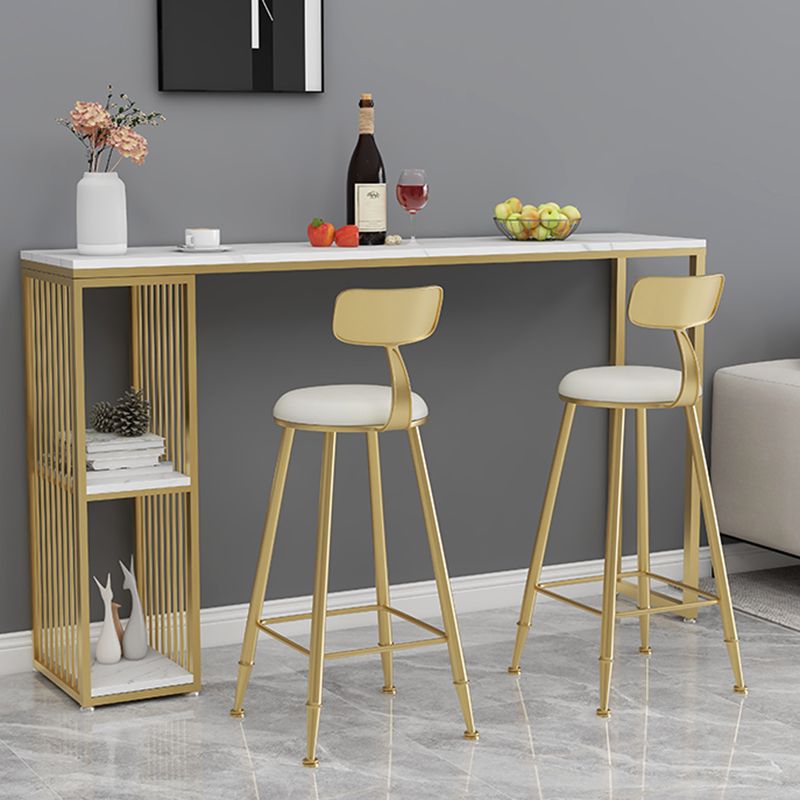 Living Room Modern Patio Bar Table Marble Rectangle 2-shelf Sled Bistro Bar Desk