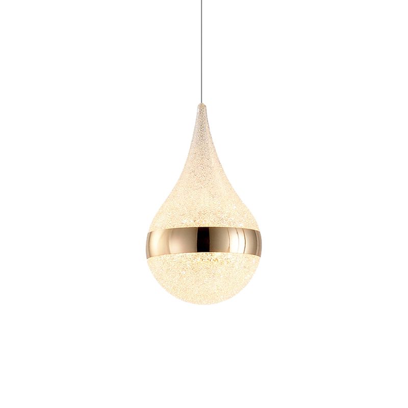 Luce a sospensione con soffitto a 1 bulba contemporanea con un cluster a goccia di cristallo a bolle a grotteggio bianco in luce calda/bianca/naturale