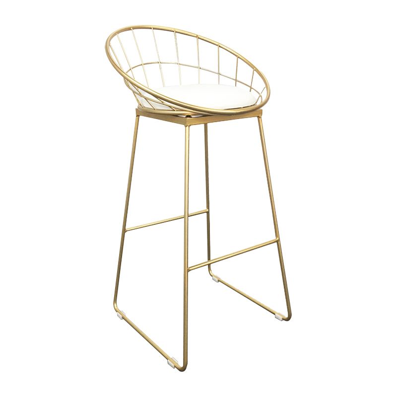 Coffee Shop Scandinavian Bar-stool Metal Bucket Footrest Counter-height Stool
