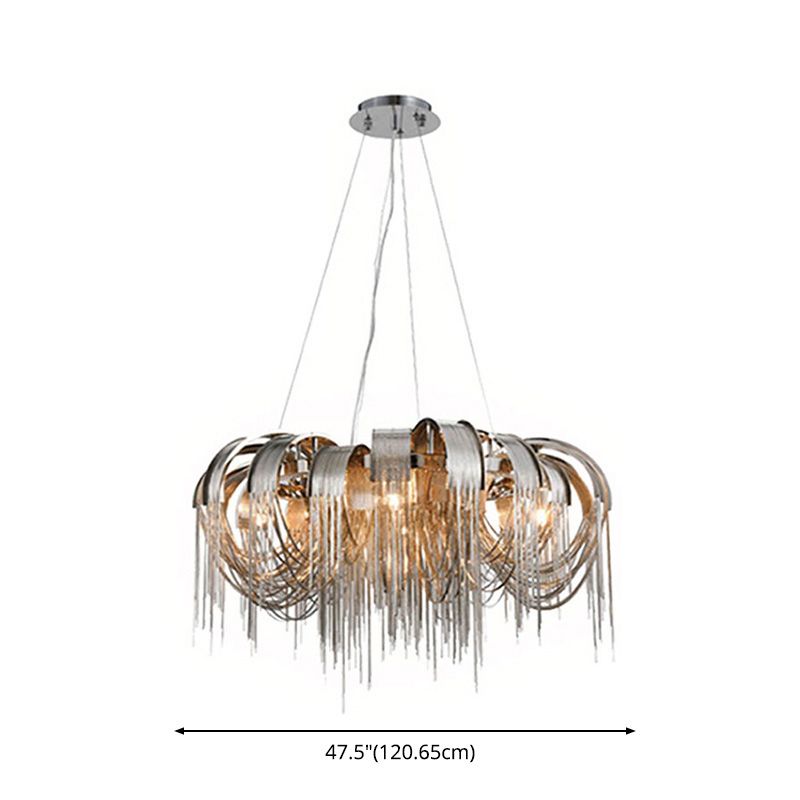 Metal Chain Shade Chandelier Light Fixtures Contemporary Hanging Lamp for Living Room