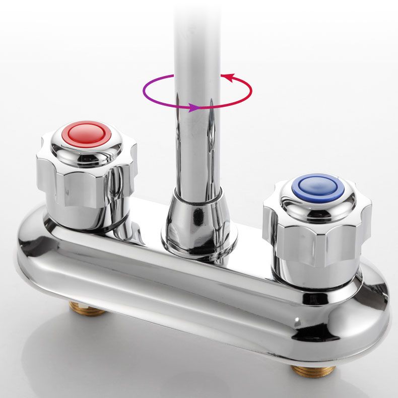 Modern Centerset Faucet Chrome 2 Knob Handles Swivel Spout Bathroom Sink Faucet