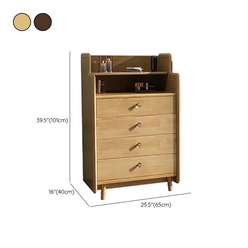 Glam Bedroom Storage Chest Vertical Rubber Wood Chest with Drawers
