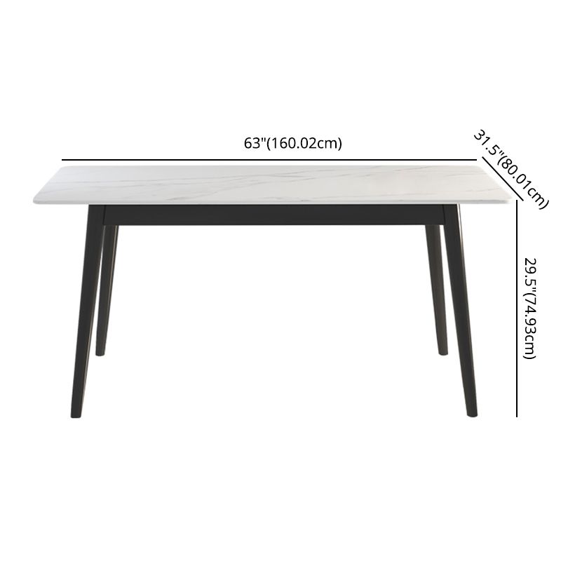 Minimalist Sintered Stone Dining Set with Rectangle Table and Wooden Base Table Set for Restaurant