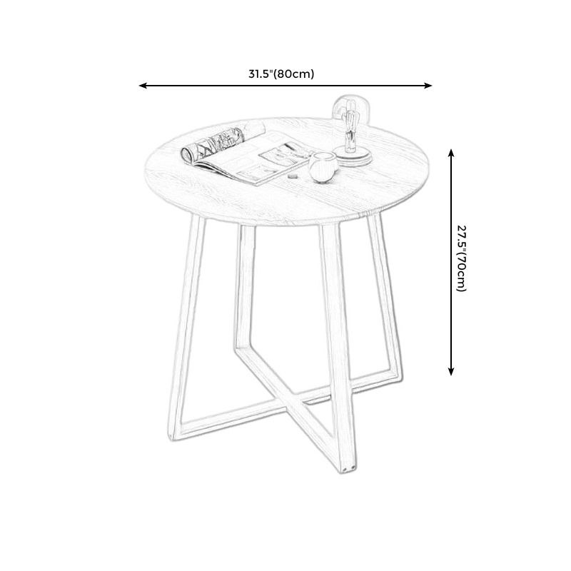 27.5" Tall Cross Legs Side Table Wood Natural/ White Round Side End Table