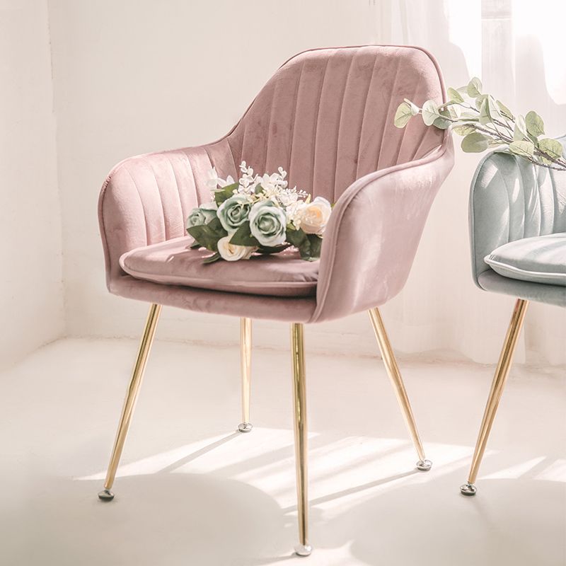Scandinavian Style Upholstered Side Chairs Solid Back Arm Dining Chairs for Home Use