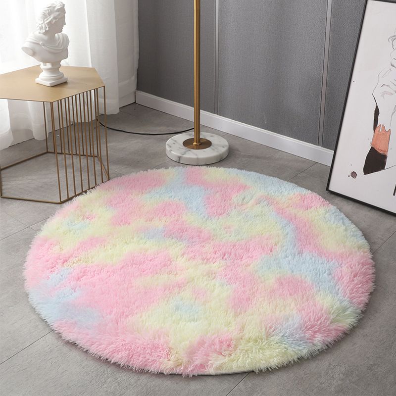 Modern Round Plush Rug Polyester Indoor Rug Stain Resistant Area Carpet for Living Room