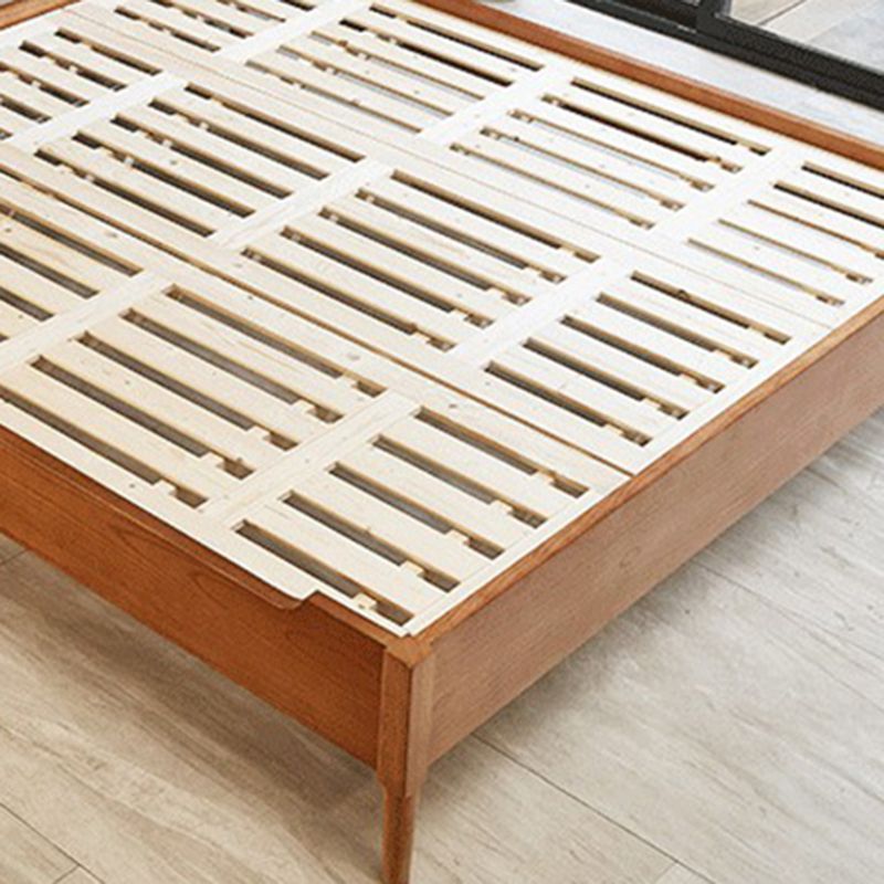 Tropical Standard Bed Solid Wood Solid Color Panel Bed with Headboard