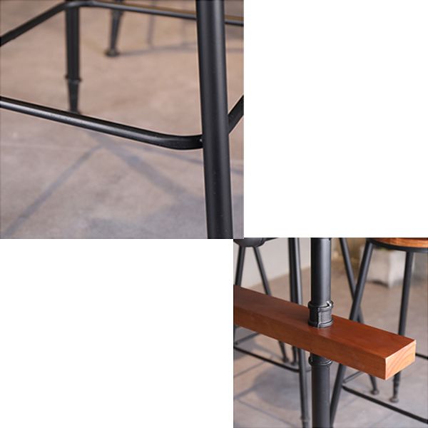 Industrial Trestle Base Bar Height Table Metal and Wood Bar Table for  Dining Room
