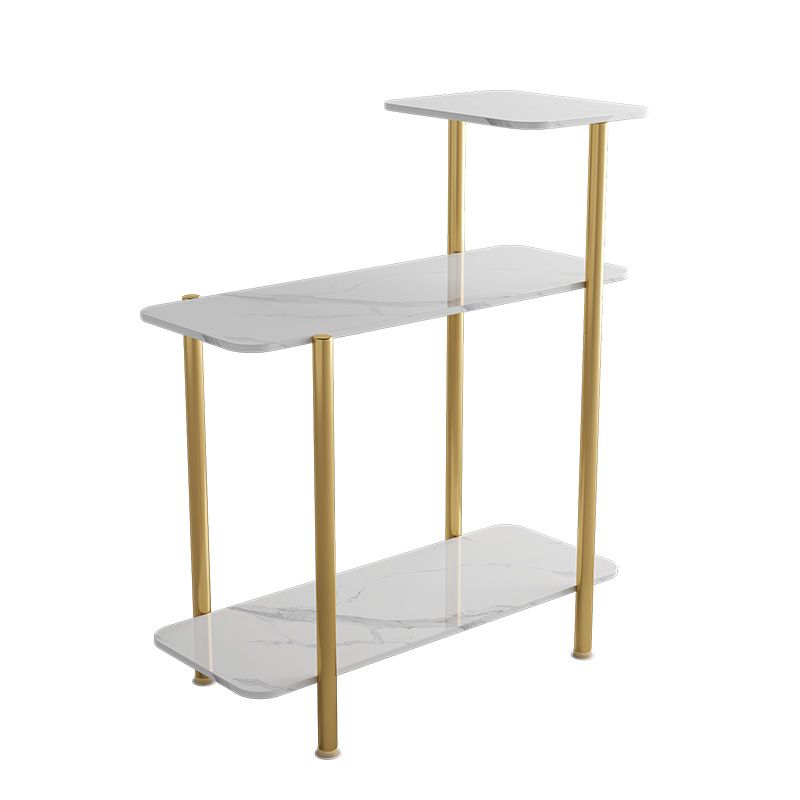 Contemporary Rectangular Side Table Slate Top 4 Legs End Table
