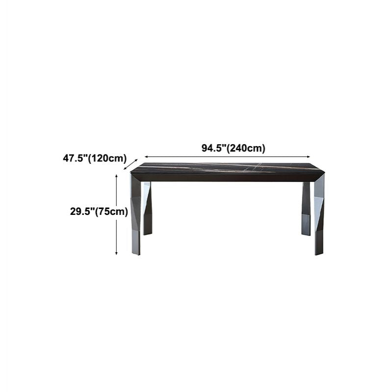 Modern Black Stone Table Rectangle Dining Room Table for Kitchen