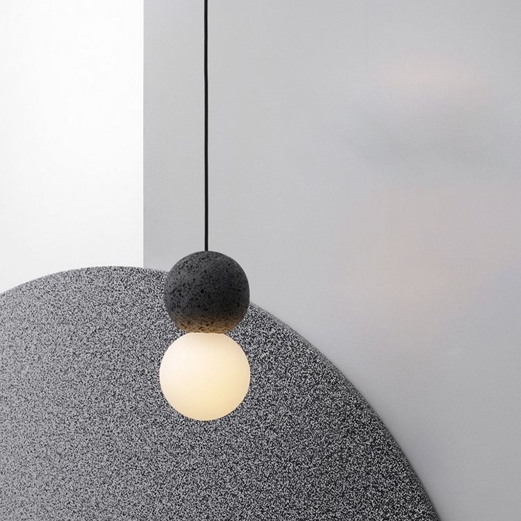 Cement Modern Nordic Pendant Light 1-Light Grey Hanging Ceiling Light for Bar