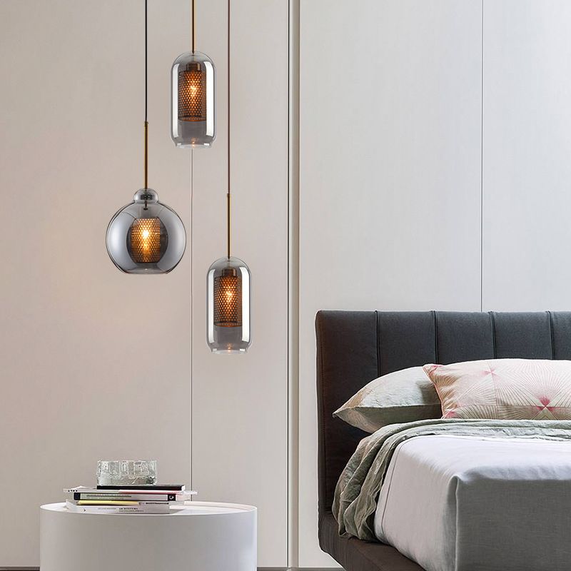 Illuminazione a sospensione in stile moderno semplice 1 testa trasparente vetro appeso a soffitto per bar