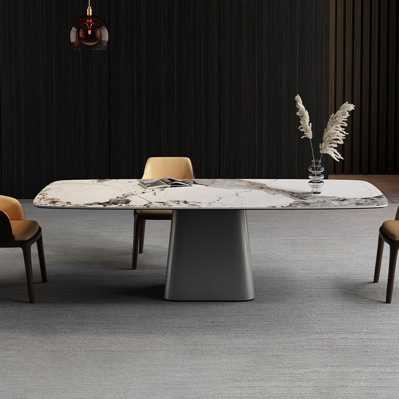 Rectangle Stone Top Dining Table Modern Metal Base Dining Table for Living Room