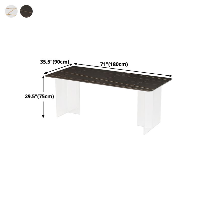 Modern Dining Table Rectangle Stone Top Table with Sled Base