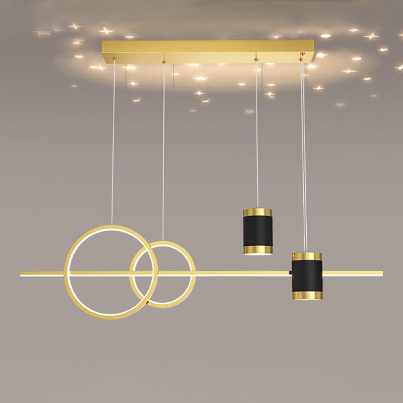 5 Light Geometric Island Lights Modernism Metal Island Light Fixtures for Dining Room