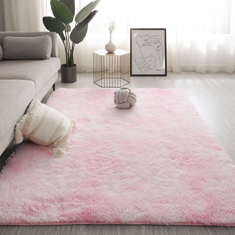 Grey Living Room Area Carpet Solid Color Polyester Area Rug Stain Resistant Rug
