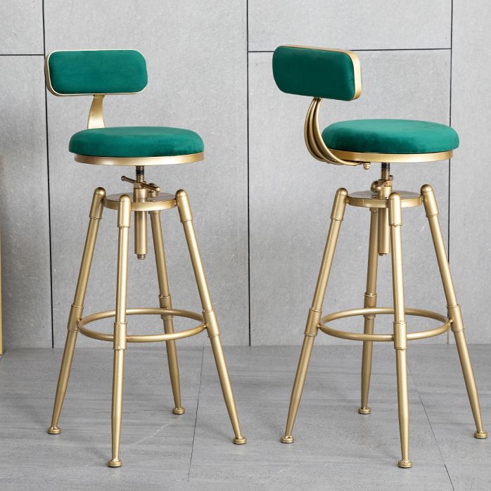 Glam Style Upholstered Bar Stools for Home Armless Stools with Metal Base