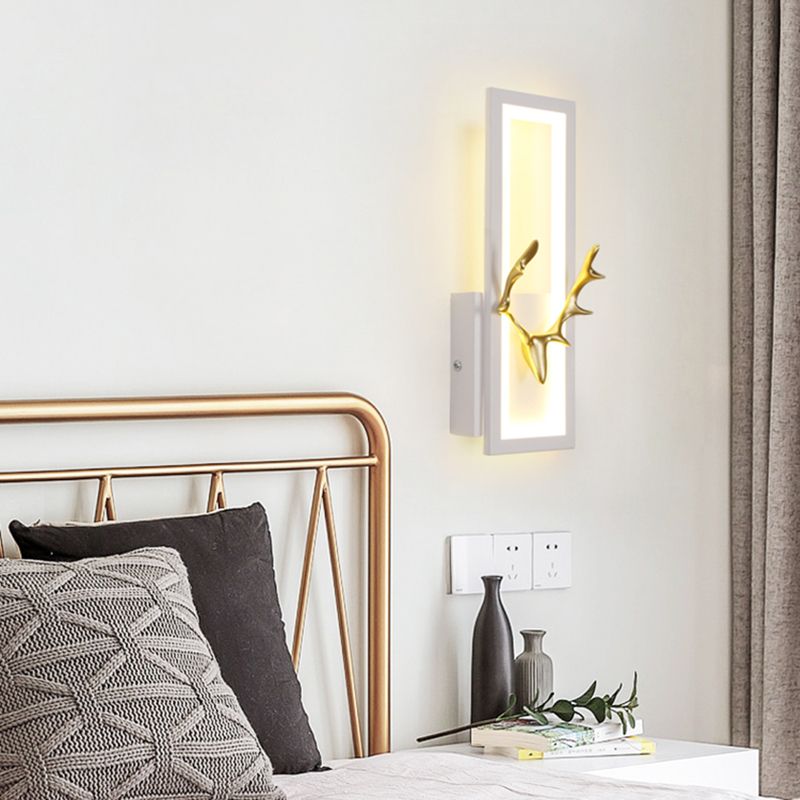 Lampada da parete per salotto in metallo Nordico in metallo a muro di cervo con tonalità rettangolare