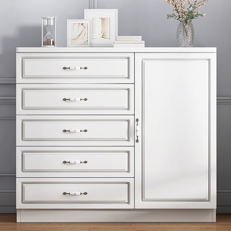 Contemporary Storage Chest White Wood Vertical Dresser for Bedroom