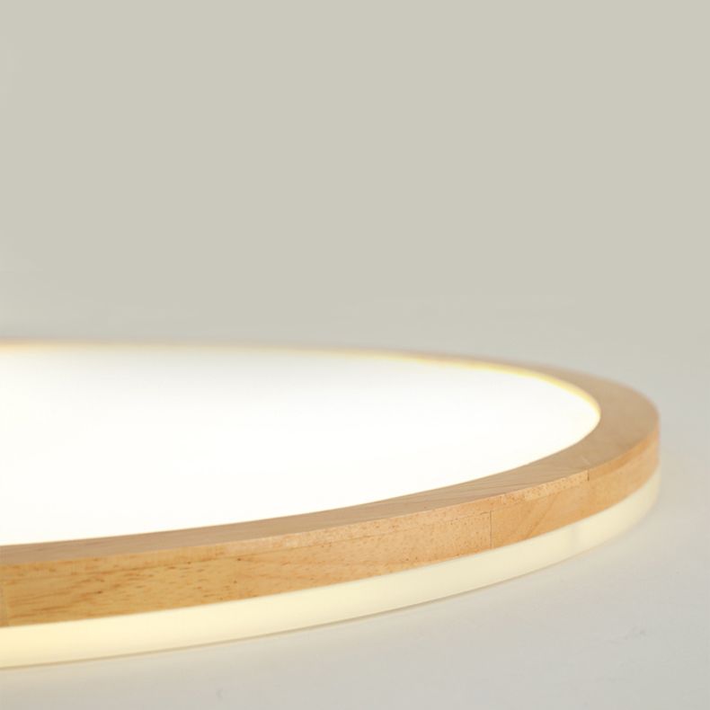 Modern LED Wood Flush Mount Circle Shape Ceiling Light with Acrylic Shade for Living Room