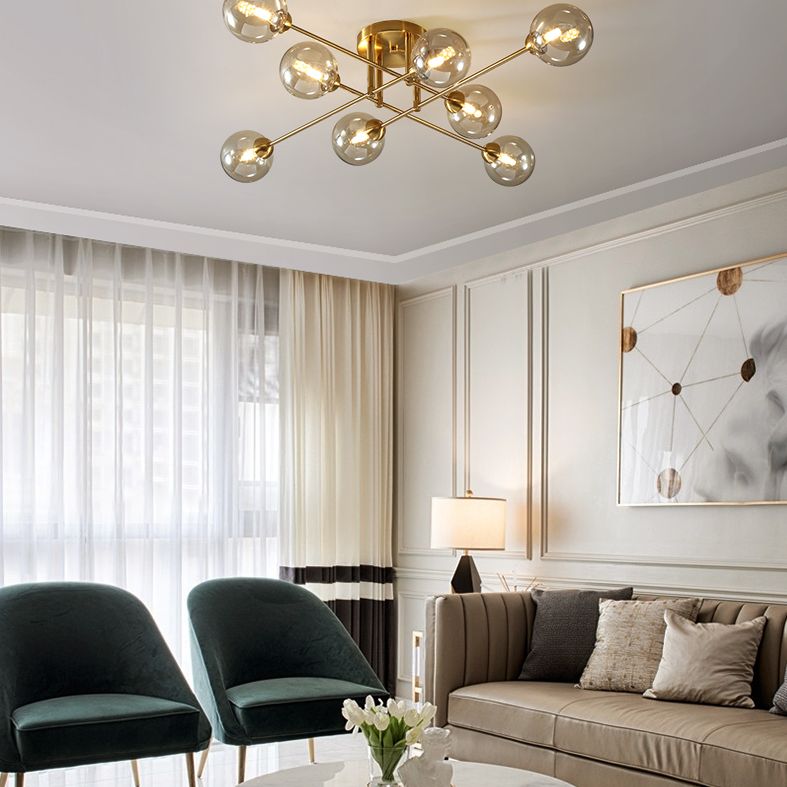 Plafond de style minimalisme moderne Globe de verre globe Shade Metal Lignes de verrouillage des lieux d'éclairage de forme lampe