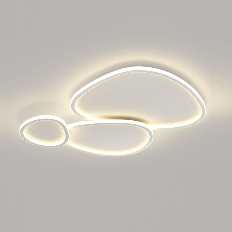 Nordic Flush Mount Metal LED Ceiling Light Fixture in White for Living Room