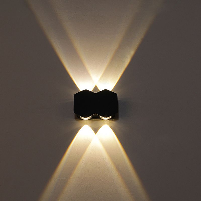 Ellipse/Curve/Honeycomb Mini Wall Light Nordic Metallic 4/6-Bulb Hallway LED Wall Washer Sconce in Black