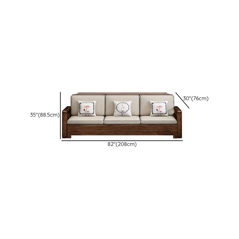 Contemporary Sectional Sofa Walnut Wood Sectional with Pillows