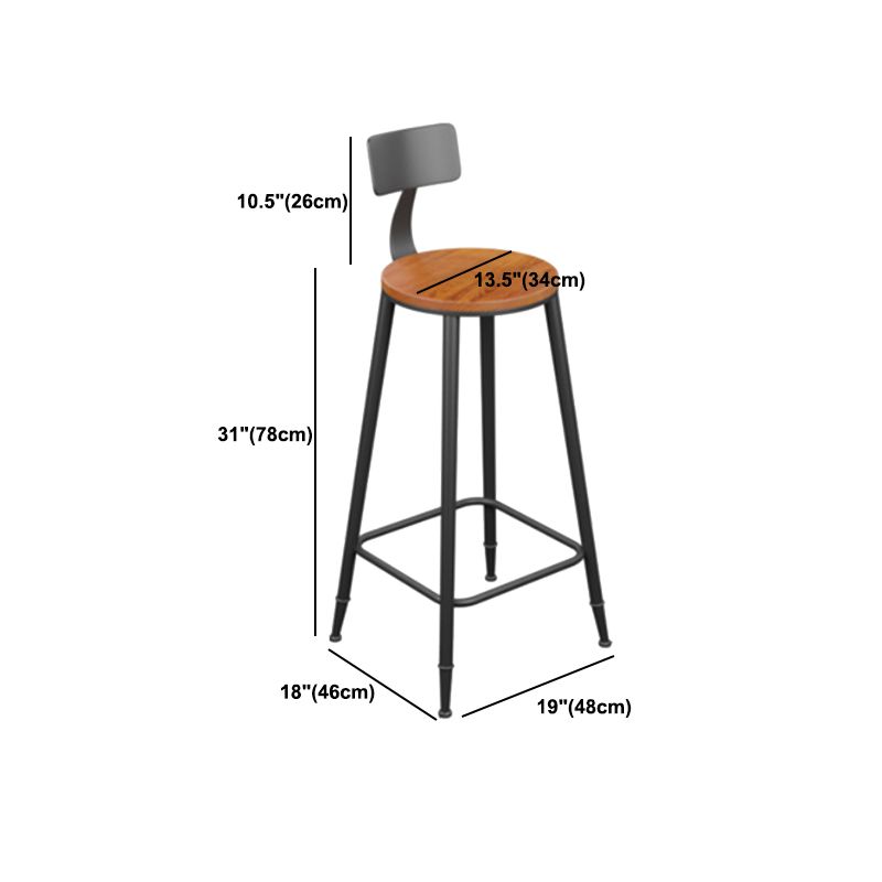 Industrial Metal Armless Bar Stool Wooden Round Bar Chair with Footrest