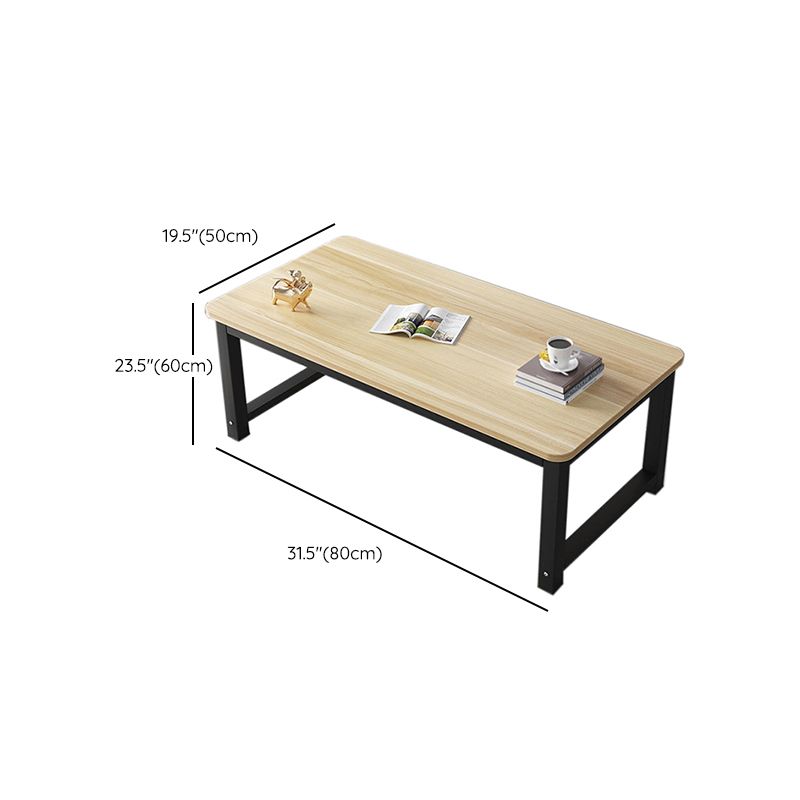 Rectangle Wooden Top Coffee Table with Metal Four legs Modern Style