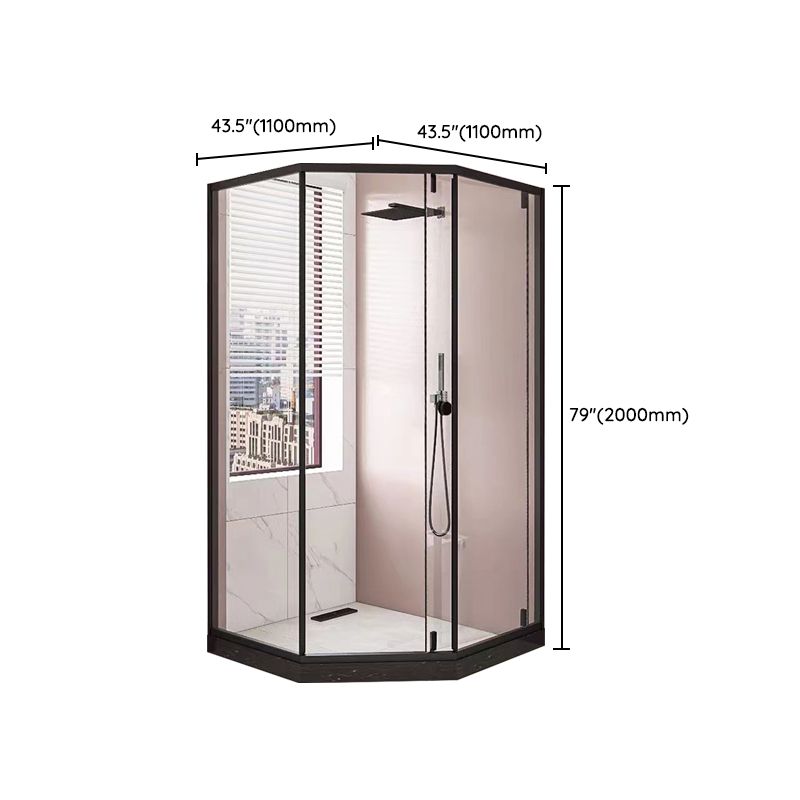 Framed Single Sliding Shower Enclosure Neo-Angle Black Shower Enclosure