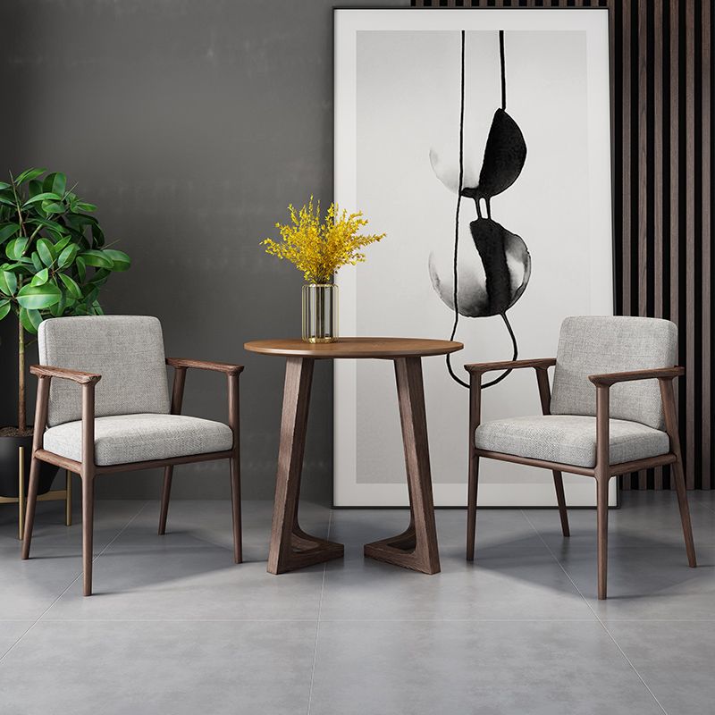 Traditional Solid Back Dining Armchair Upholstered Arm Chairs with Wood Legs