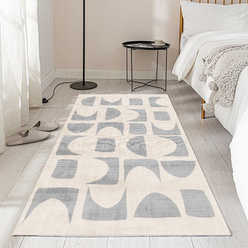 Gray Modern Carpet Polyester Swirl Marks Carpet Washable Carpet for Living Room