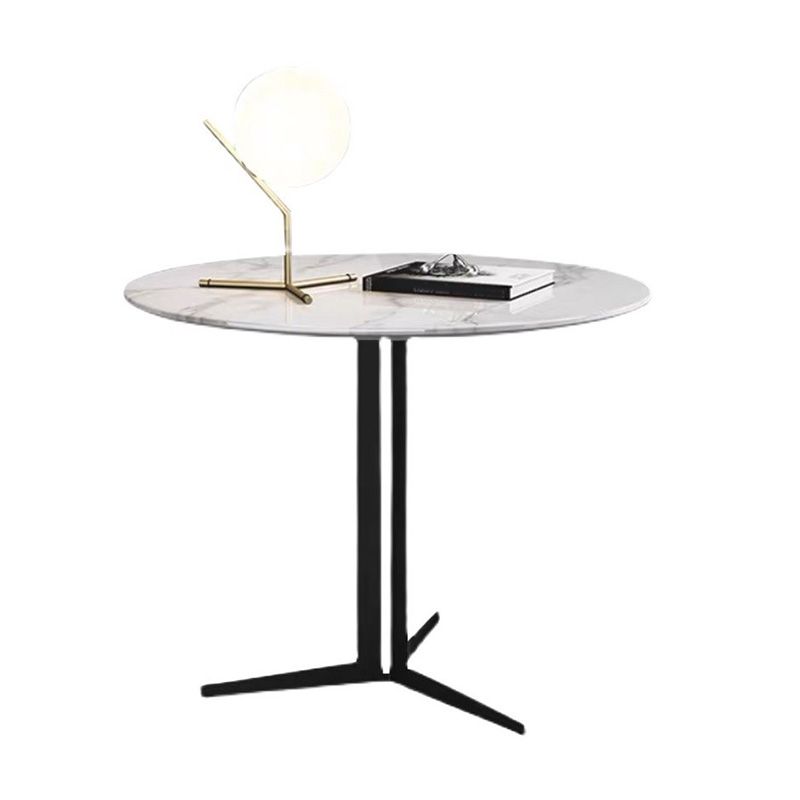 Contemporary Metal Corner Table Pedestal Round Side Accent Table with Pedestal Base