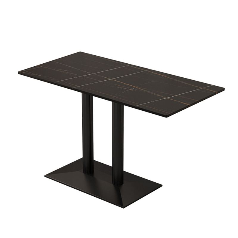 Industrial Iron Dining Table Stone Dining Furniture with Metal Base
