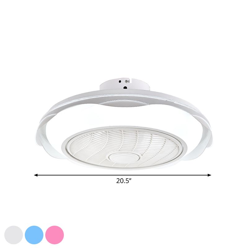 Weiß/Rosa/Blue Circle Deckenlüfter Leuchte Modernismus LED Metal Semi Flush Lampe, 20,5 "W.