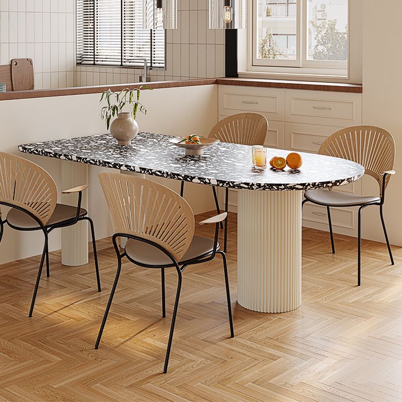 Free Form Contemporary Dining Table for Home Stone Dinette Table with 3 Legs