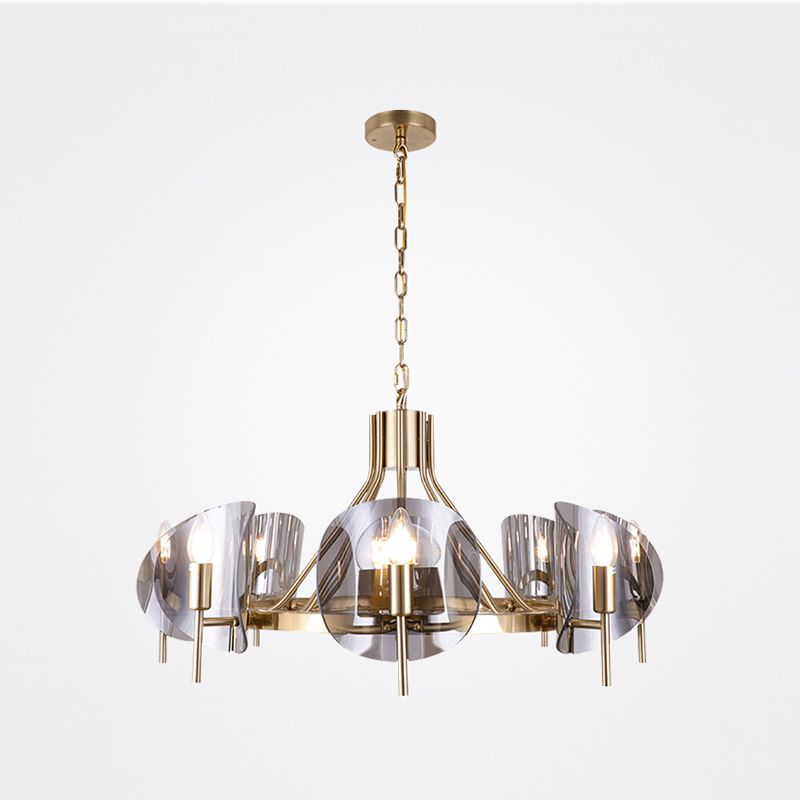 Modern Style Chandelier Light Fixture Round Shape Glass Hanging Light for Living Room