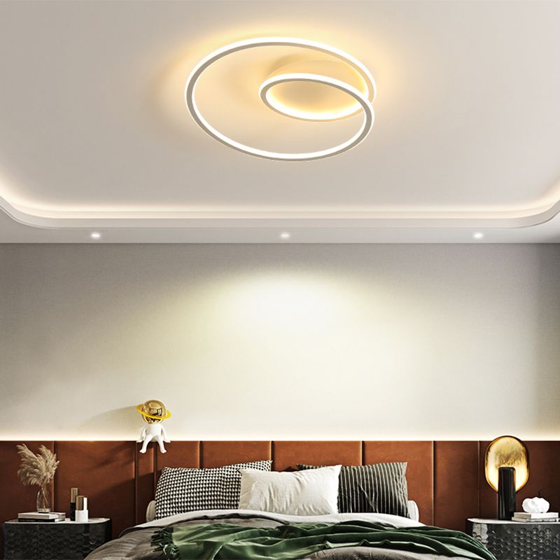1-Light Ribbon Led Flush Mount Fixture Modern Style Metal Semi Mount Lighting