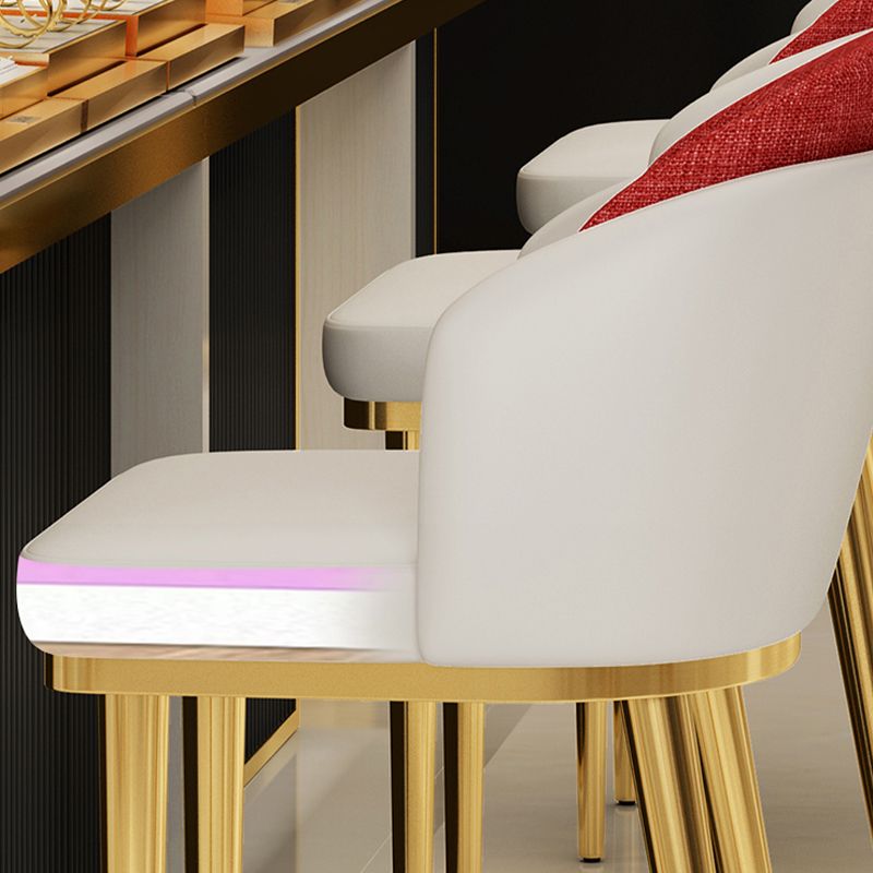 Linen Counter Chairs with Metal Frame Glam Indoor Counter Stools