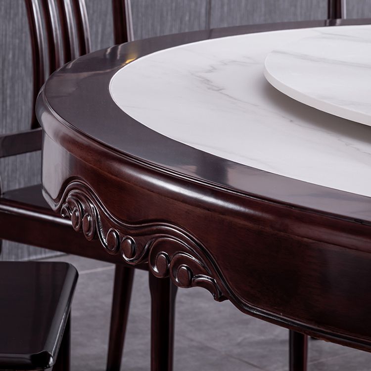 Sintered Stone Dining Table Round Wood Base Dinner Table for Dining Room