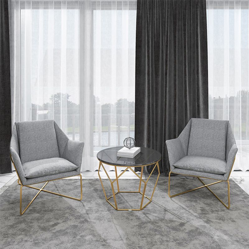 Mid-century Modern 27.56" Wide Fixed Back Cross Base Flared Arms Chair