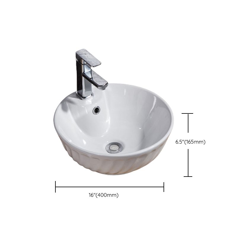 Modern Bathroom Sink Solid Color Porcelain Vessel Bathroom Sink