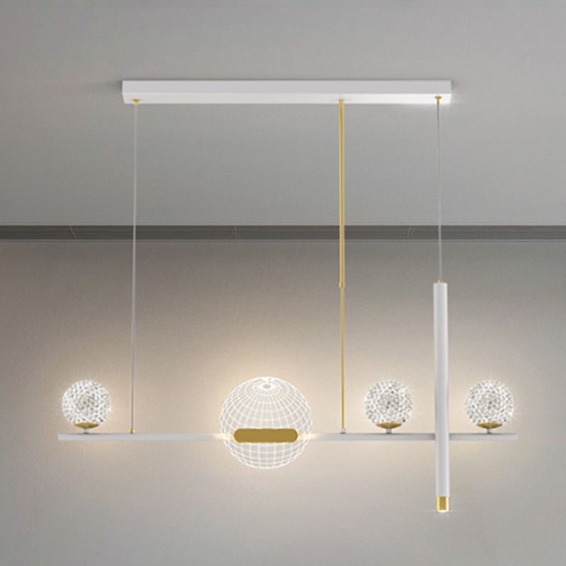 Minimalist 5-Light Island Pendant Globe Shade Acrylic Hanging Light for Dining Room