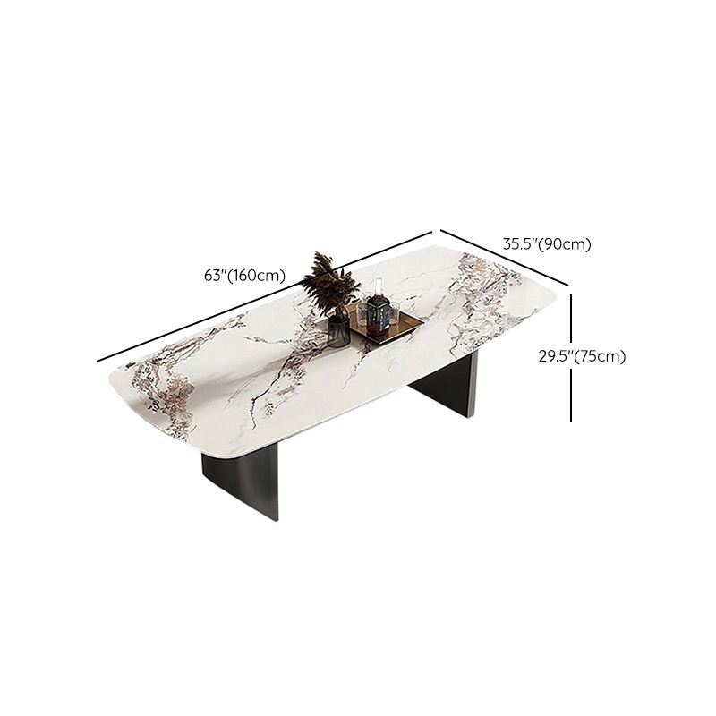 Industrial Rectangle Dining Table Sintered Stone Table with Metal Legs