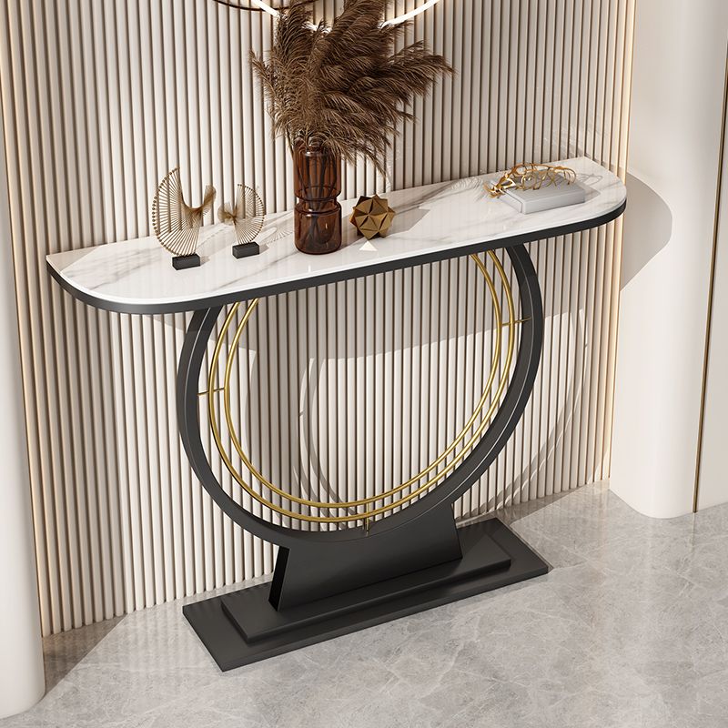 11.8" Wide Stone Console Table Scratch Resistan Console Table Ironcraft Frame Accent Table