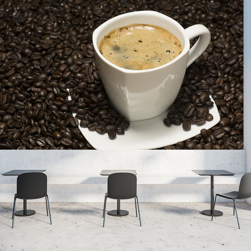 Minimalism Style Coffee Beans Wall Mural Moisture Resistant Wall Art for Coffee Shop