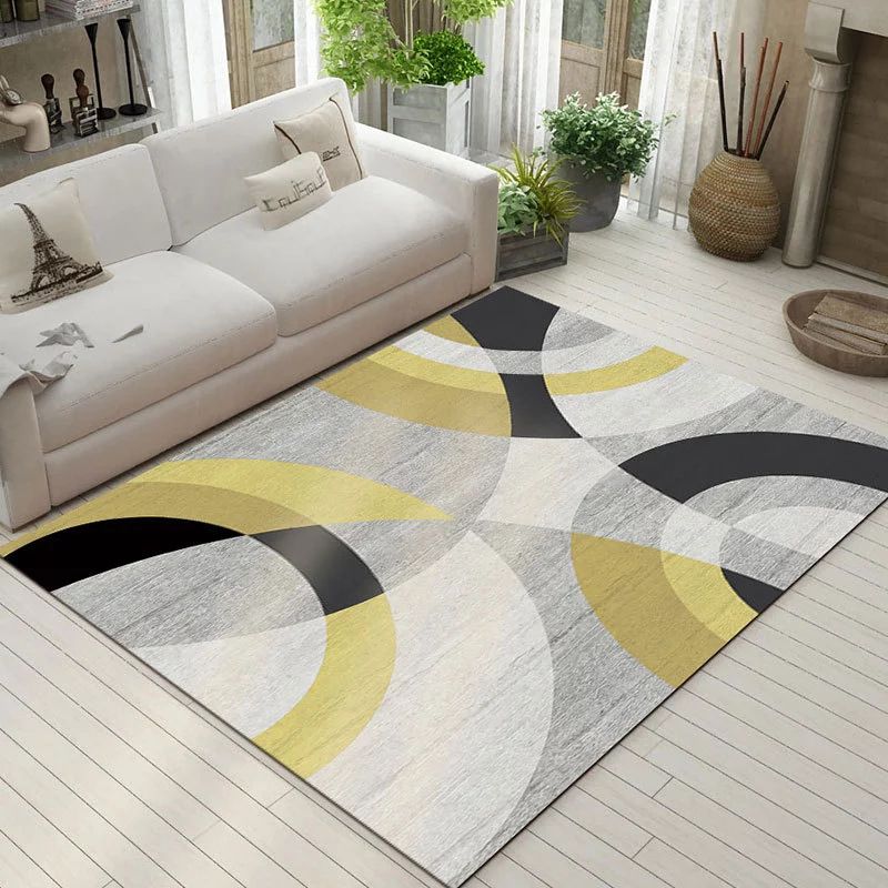 Graphic Rug Polyester Modern Area Rug Stain Resistant Rug for Living Room